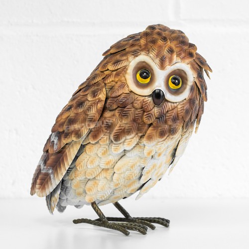 21cm standing brown owl - 21cm, metal