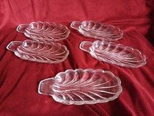 Vintage Pressed Glass Leaf Shape Dish/Bowl 9" Unboxed QTY OF 5 Banana Splits 