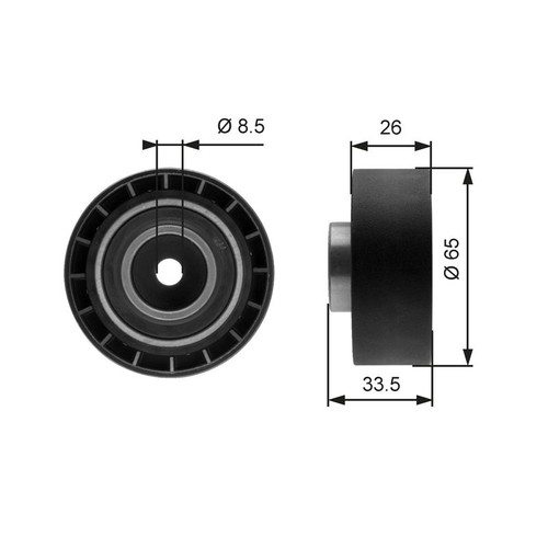 Ribbed belt tensioner pulley - v-ribbed,