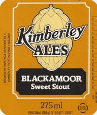 BEER BOTTLE LABEL - HARDYS & HANSONS BREWERY - BLACKAMOOR SWEET STOUT
