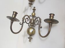 Victorian Brass Wall Lights Lamps Sconces Old Leaf Swan Head Antique Vintage x2