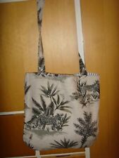 NEW CREAM  BLACK SAFARI  COTTON  15in LINED  TOTE  BAG   ZEBRA CHEETAH MAGNETIC