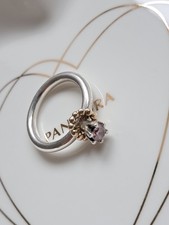 Genuine Pandora Two Tone Halo Pink Solitary Ring Size 55