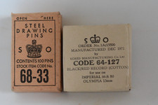 Vintage HMSO Pins and Typewriter Ribbon: Originals with Boxes