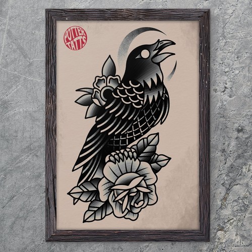 Old school crow - crow, &