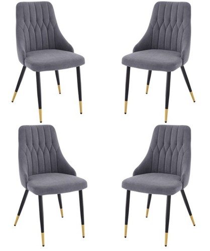 Grey velvet dining chairs - 4,