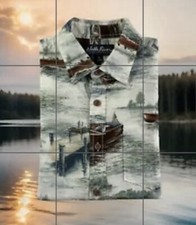 North River Outfitters Shirt Mens Size M Boat Dock  Short Sleeve Button EUC