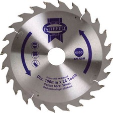 Faithfull Fast Rip TCT Circular Saw Blade 190mm 24T 30mm