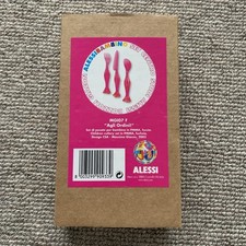 ALESSI vintage  Children’s cutlery set. Agli Ordini! - fusia pink 2002 boxed 