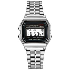 CLASSIC MENS WOMENS WATCHES DIGITAL RETRO VINTAGE SPORTS SILVER WATCH