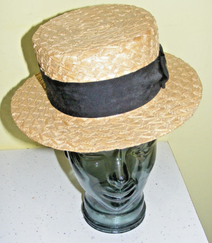 Vintage straw boater - hat, dunn