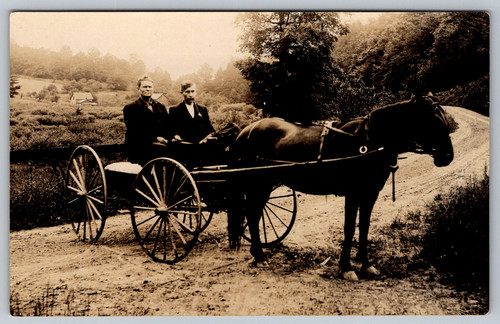 Rppc c1910s two men - c1910s, buggy