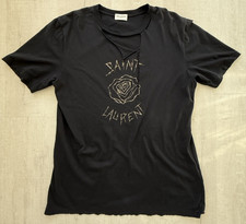 NEW Saint Laurent Black Rose Barbed Top Short Sleeve Women's Size XS YSL T-Shirt