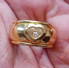 SUPERB  Vintage CHOPARD Happy Diamonds Heart Shaped 18kt Yellow GOLD Ring  L 1/2