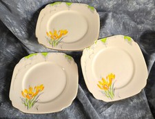 LAWLEYS — PHILLIPS of REGENT STREET — ART DECO YELLOW — 3 — 6½ — DESSERT PLATES