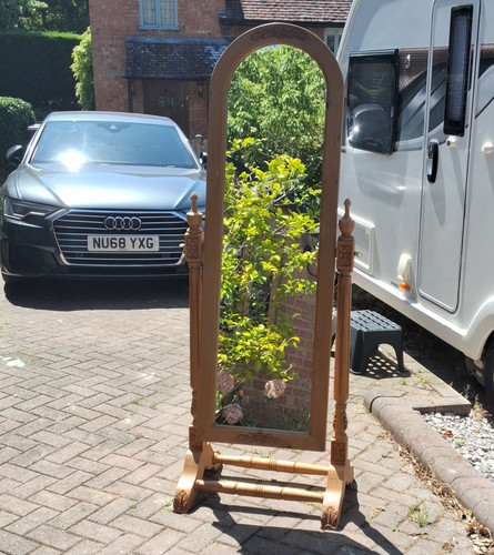 Arched wooden cheval - wooden, mirror