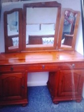 Sly Kingsize Bed Frame Chevelle Mirror Large Dressing Table with Triple Mirror 