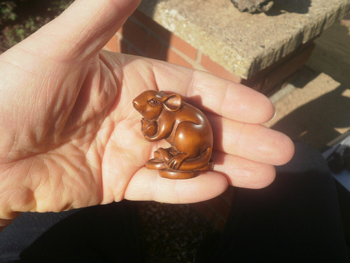 Hand carved wood netsuke a - hand,