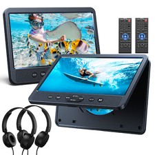 2x10.1" Twin Car DVD Player Headrest TV Monitor for Kids 1080P HDMI USB Headsets