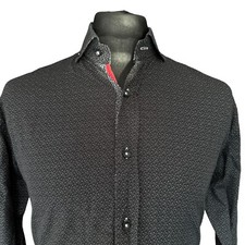 JIGGLER LORD BERLUE Shirt Mens MEDIUM (38") Long Sleeve Black with Subtle Print