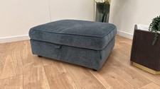 Sofology The Ziggy Storage Footstool in Textured Chenille Teal Fabric