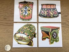 Vintage H & R Johnson Ltd Barge/Narrow Boat Canal Art Ceramic Tiles X4 Unused