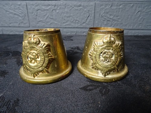 Pair brass trench - pair, ashtrays