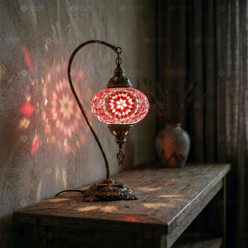 Pink turkish mosaic table - turkish,