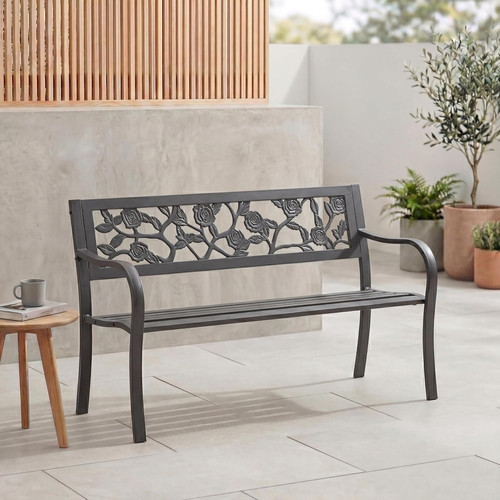 Steel garden bench rose - garden,