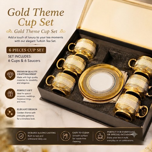 Turkish tea set white - set, gold