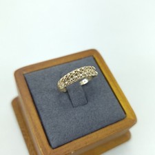 9ct Gold Two-Row Keeper Style Ring – 1980s – Size O – Fully Hallmarked