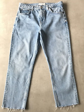 Topshop Jeans Women's Straight Raw Hem Cropped Light Wash W32 L30