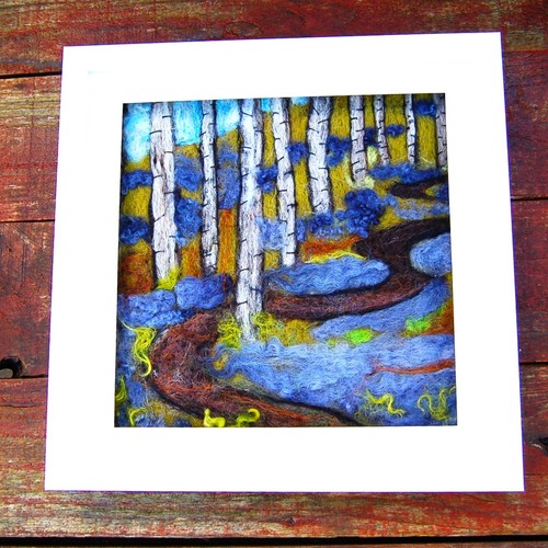 Needlefelted bluebell wood - needlefelted,