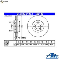 2x BRAKE DISC 24.0322-0122.1