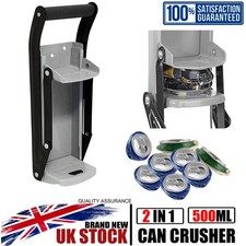 2IN1 Heavy Duty Wall Mounted Can Crusher 500ml 16oz Tin Smasher Beer Drink Cans