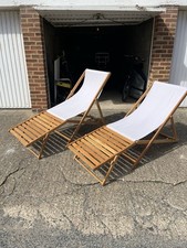 2 Habitat Hard wood Deck chairs With Foot Rests