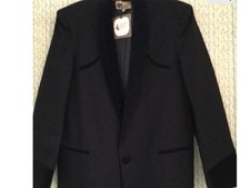 TEDDY BOY DRAPE JACKET. BLACK