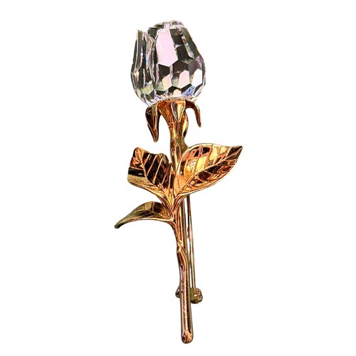 Swarovski crystal rose brooch - crystal,