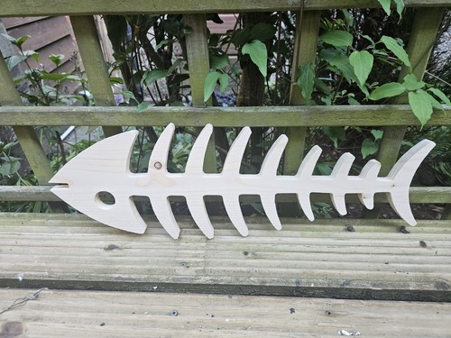 Large wooden fish - wooden, skelton