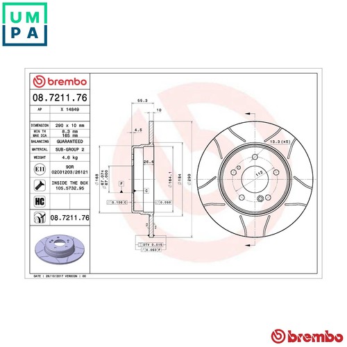 Brake disc 7211 - 2x, for