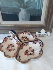Rare Mason's Mandalay Blue Ironstone Trefoil Serving Dish - 1st Quality