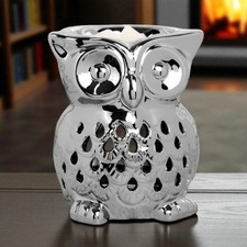 Silver Owl Tea Light Holder