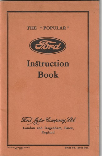 Ford popular instruction book - instruction,