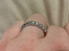 1.16 Carat Lab Created Diamond Half Eternity Ring Platinum Plated 925 Size M