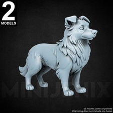 BORDER COLLIE SET || Fantasy Animal, Pet, Dog, Tabletop Unpainted Miniatures