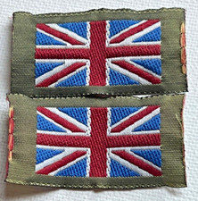 PAIR UNION JACK BRITISH ARMY MILITARY SEW ON EMBROIDERED CLOTH BADGES