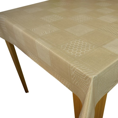 Beige geometric squares linen - beige,