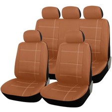 TAN UNIVERSAL LEATHER LOOK PREMIUM SEAT COVER FULL SET SEAT PROTECTORS Return