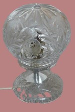 VINTAGE CUT GLASS TABLE LAMP ~ GLOBE / SPHERE ~ HEAVY