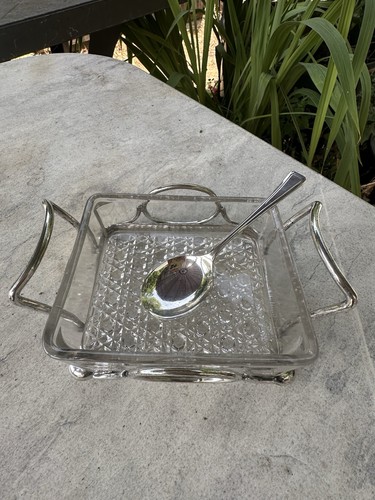 Vintage glass preserve butter - glass,